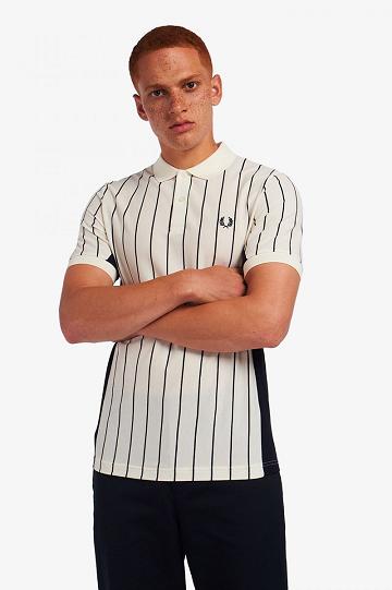 Fred Perry Refined Pinstripe Polo Miesten Paidat Valkoinen | FI 1526BEXC